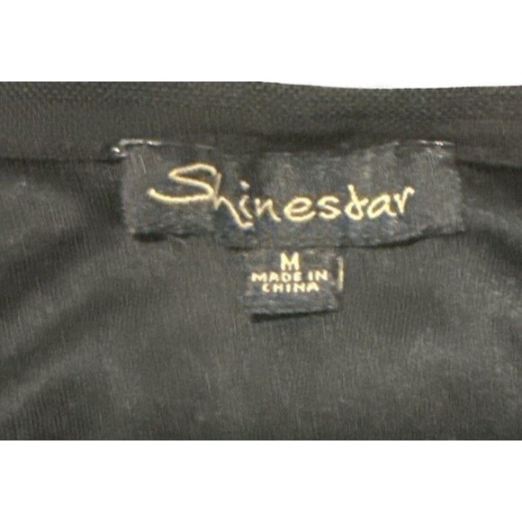 Shinestar Crop Top Size Medium Black Corset Style Ruched Front Close Hook & Eye - Picture 3 of 4